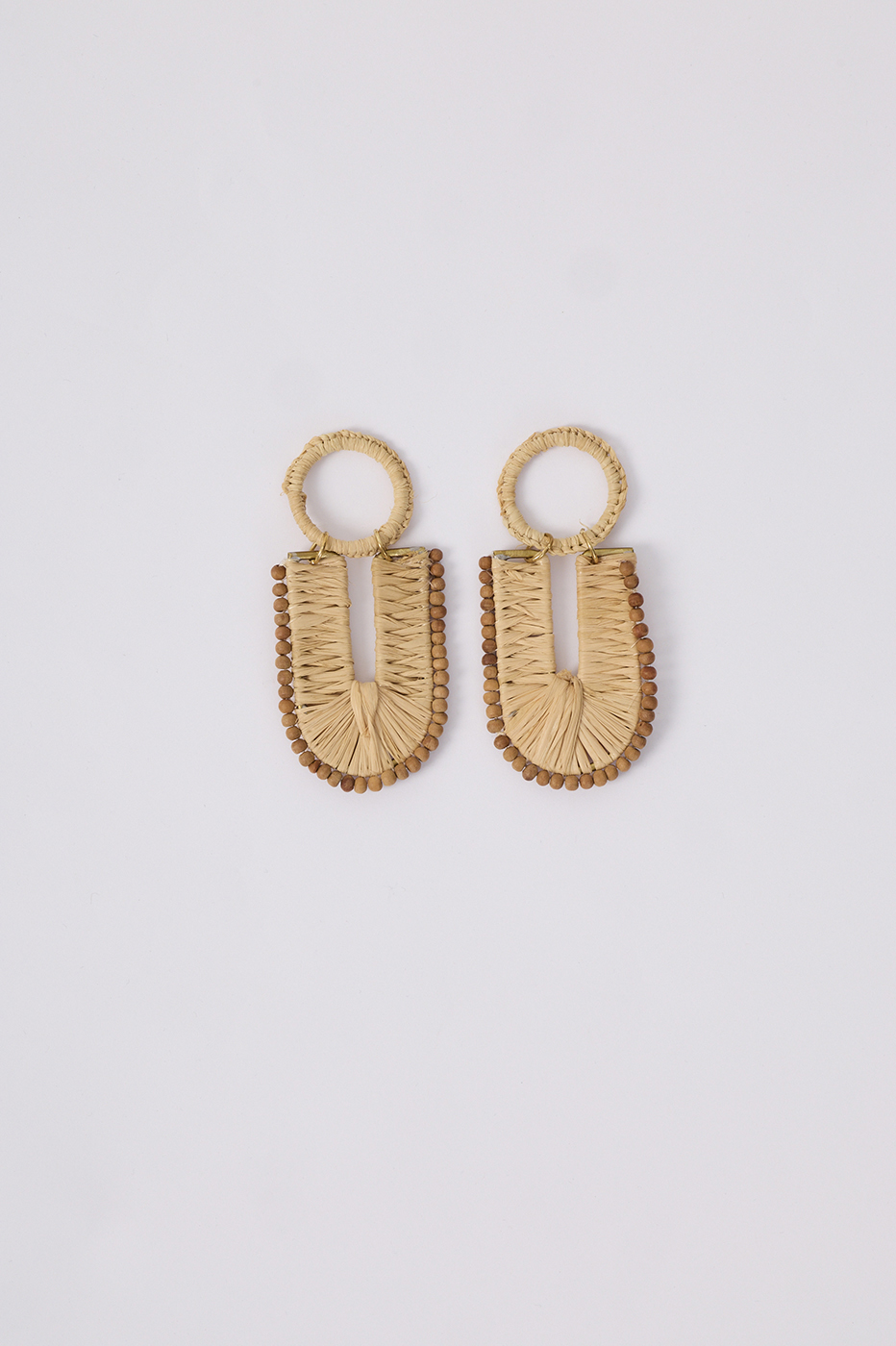 Beige Summery Straw Earrings