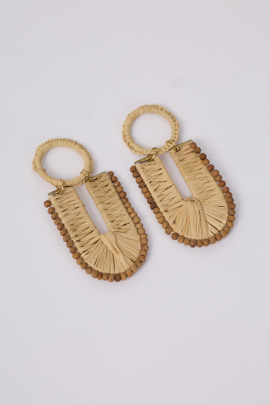 Beige Summery Straw Earrings