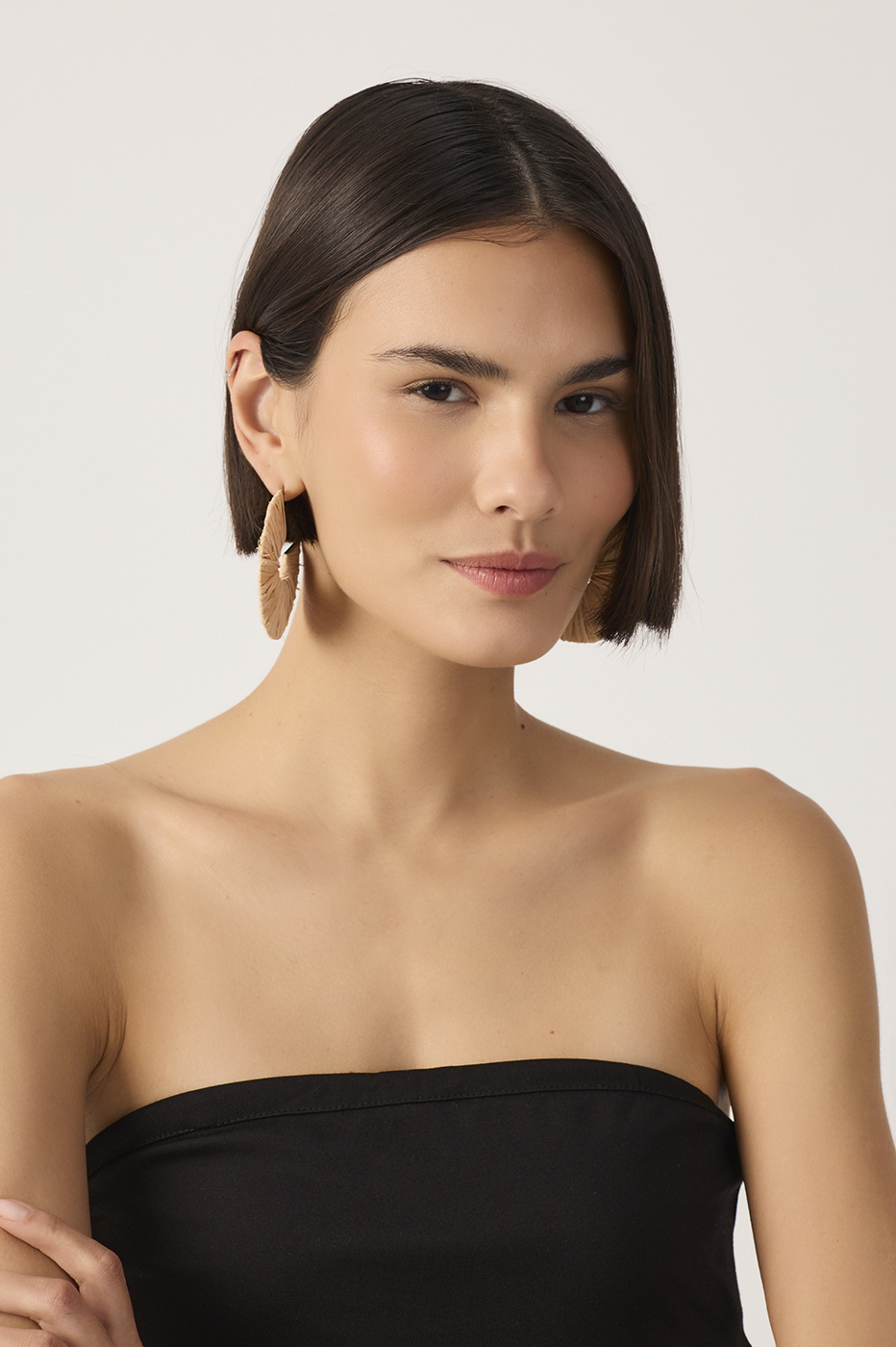 Beige Oasis Straw Earrings