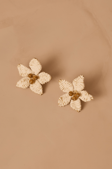Hibiscus Straw Post Back Earrings