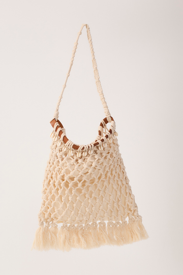 Beige Shells Macrame Bag