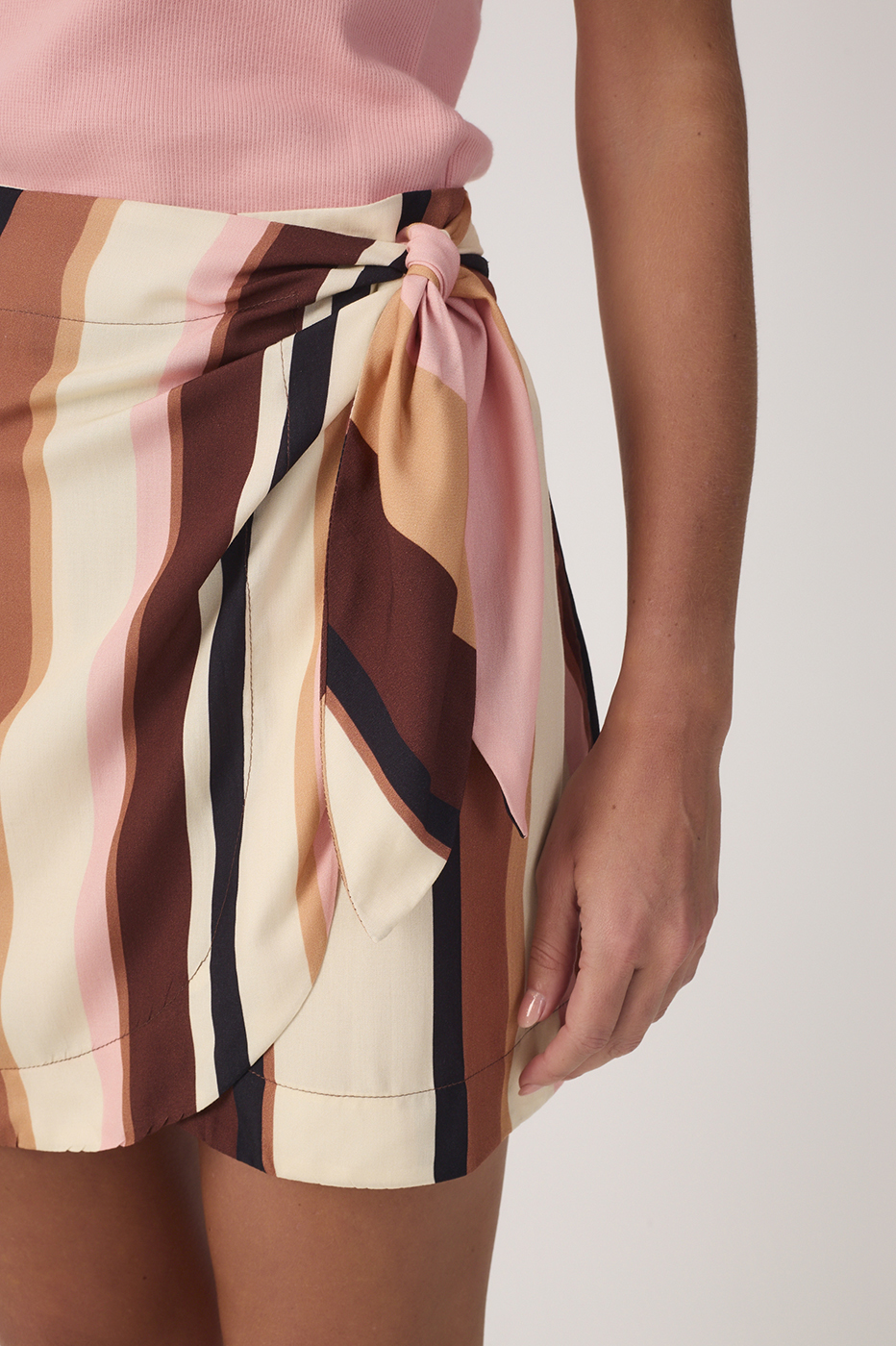 Multicolor Dunas Stripes Wrap Mini Skirt