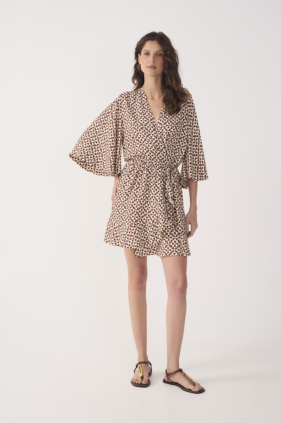 Beige Solar Drawstring Mini Dress