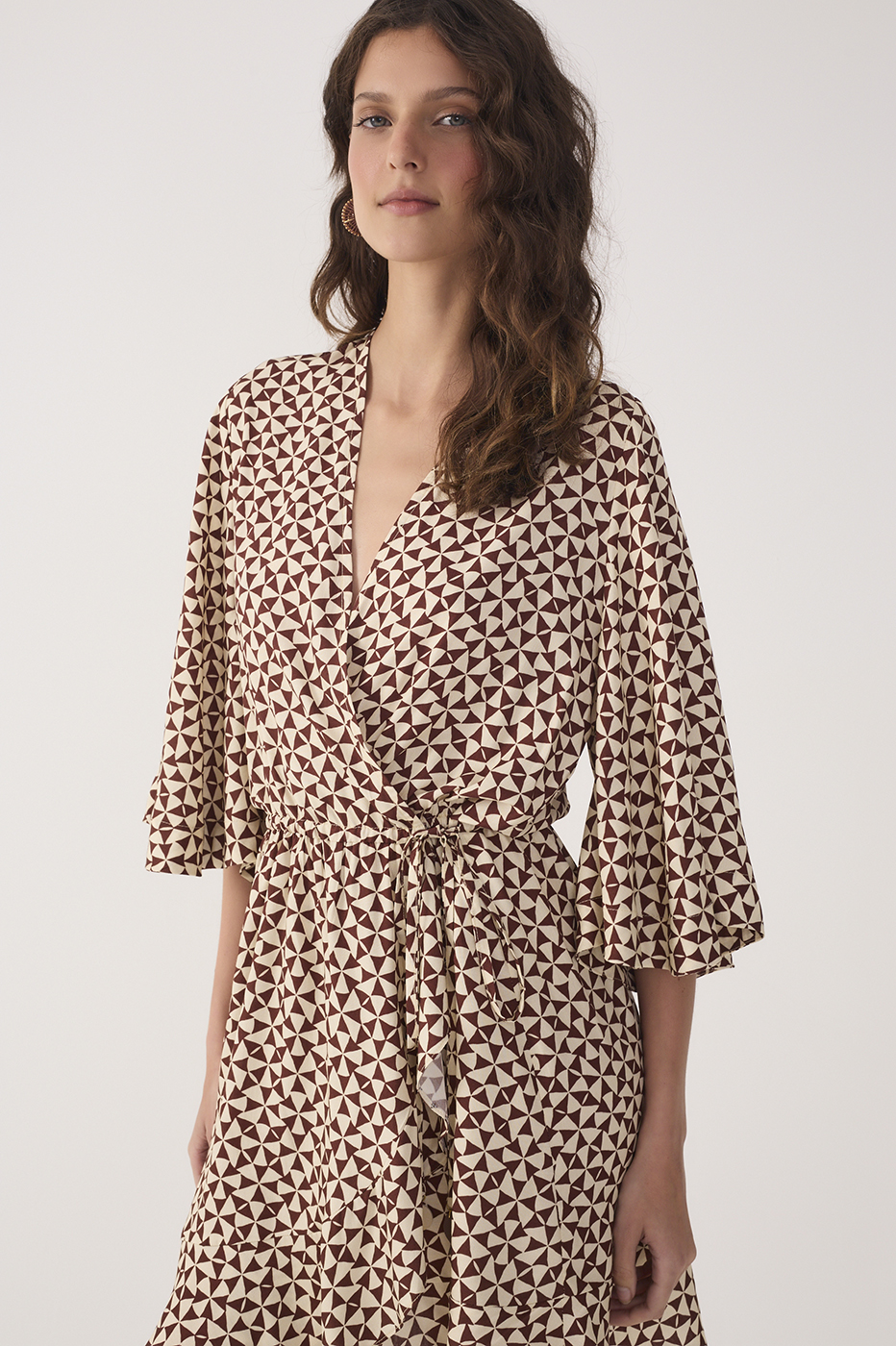 Beige Solar Drawstring Mini Dress