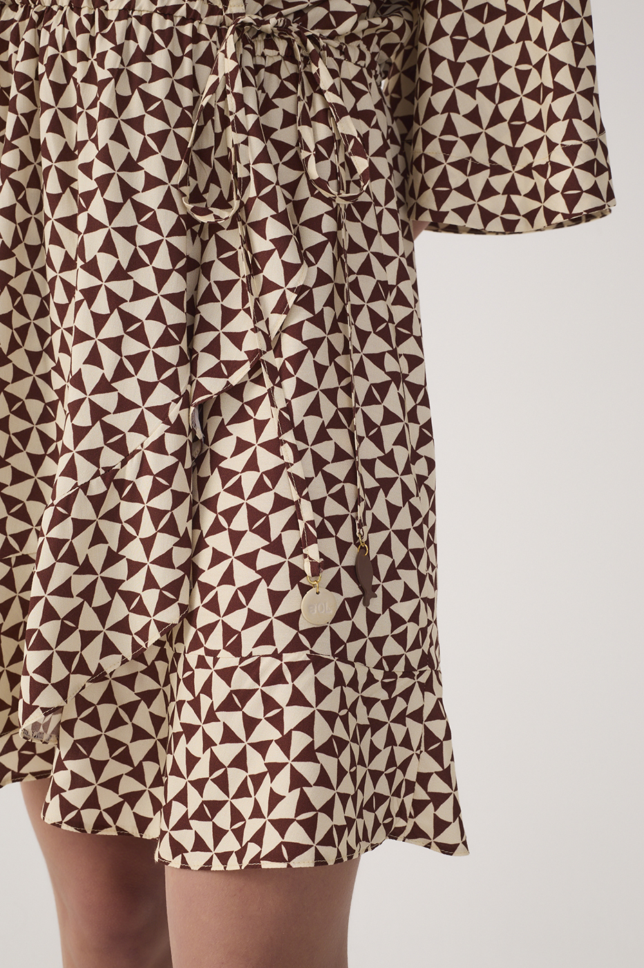 Beige Solar Drawstring Mini Dress