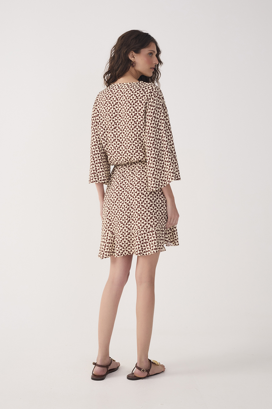 Beige Solar Drawstring Mini Dress