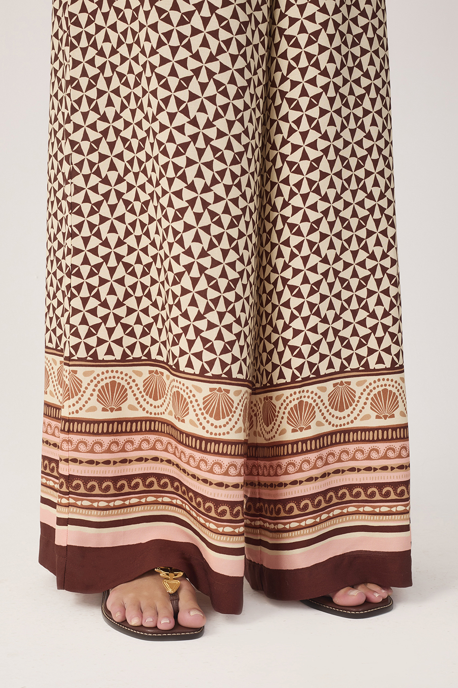 Beige Solst¨ªcio Wide-Leg Pants with Scarf