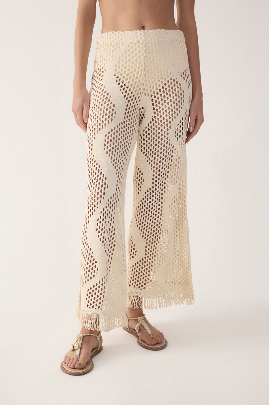 Off-White Knit Pants with Hot Shorts
