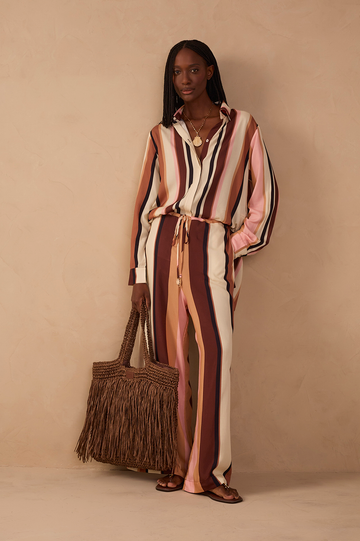 Multicolor Dunas Stripes Drawstring Flared Pants
