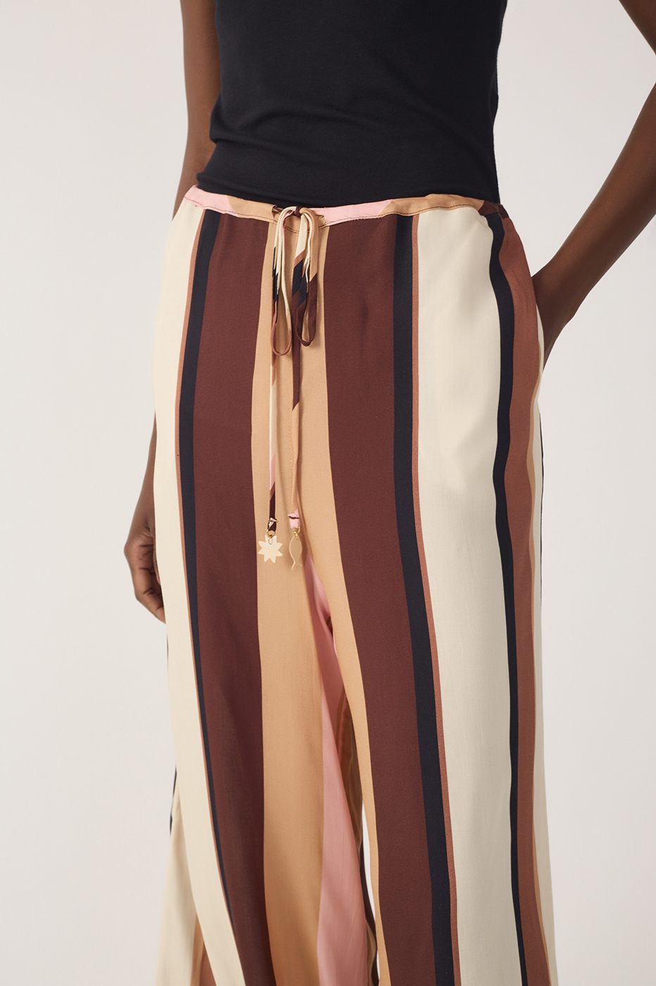Multicolor Dunas Stripes Drawstring Flared Pants