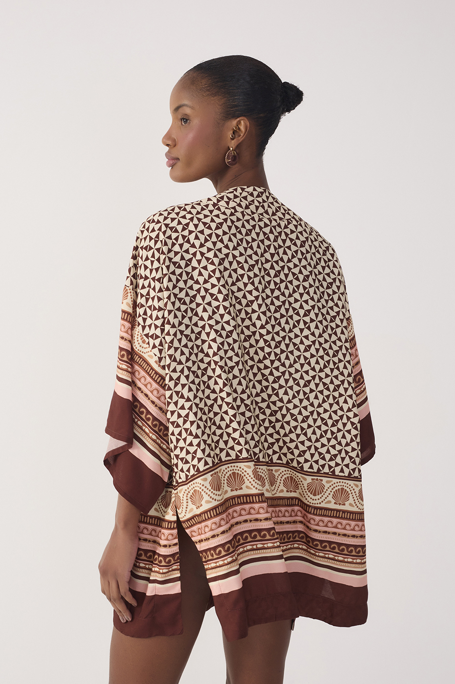 Multicolor Solsticio Front Ties Side Slit Kimono