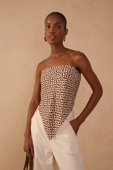 Off-White Solsticio Strapless Asymmetric Scarf Blouse