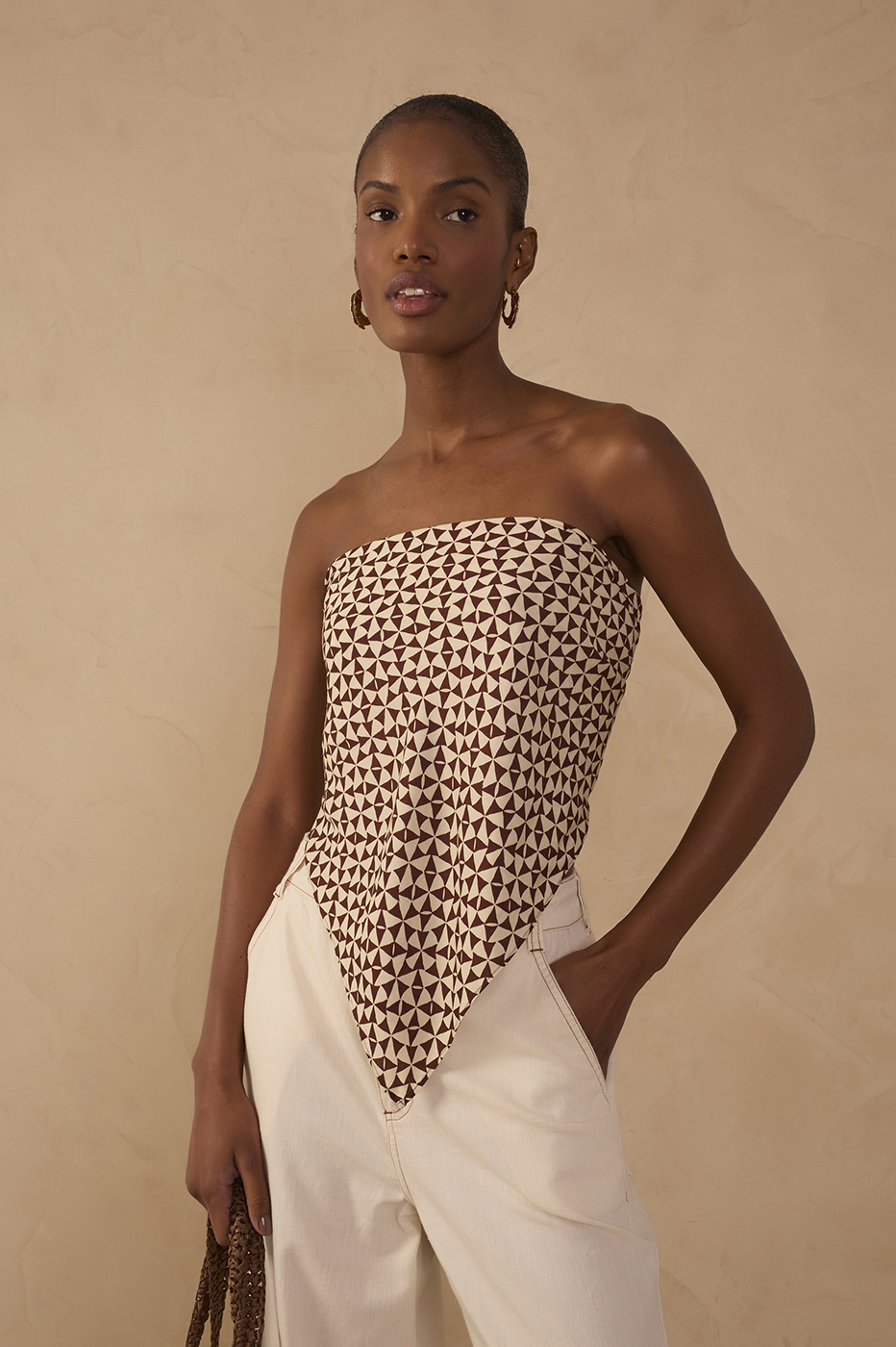 Off-White Solsticio Strapless Asymmetric Scarf Blouse