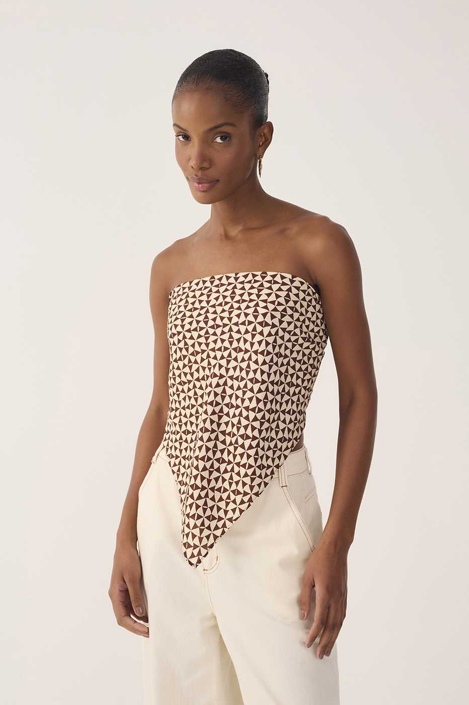 Off-White Solsticio Strapless Asymmetric Scarf Blouse