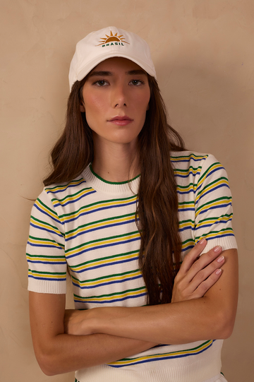 Off-White Brazil Embroidered Cotton Cap