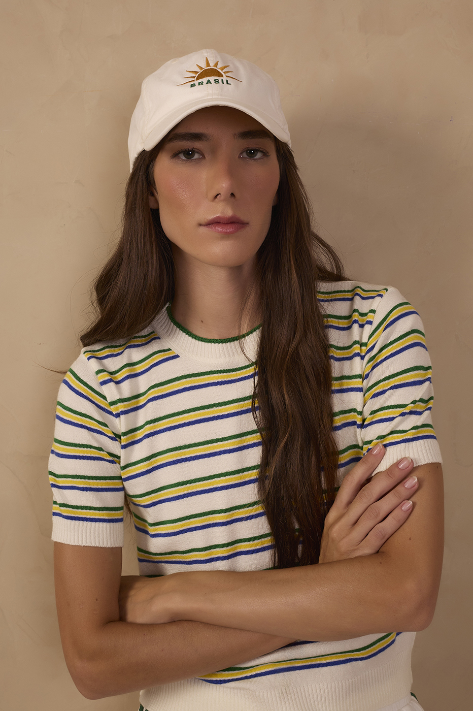 Off-White Brazil Embroidered Cotton Cap