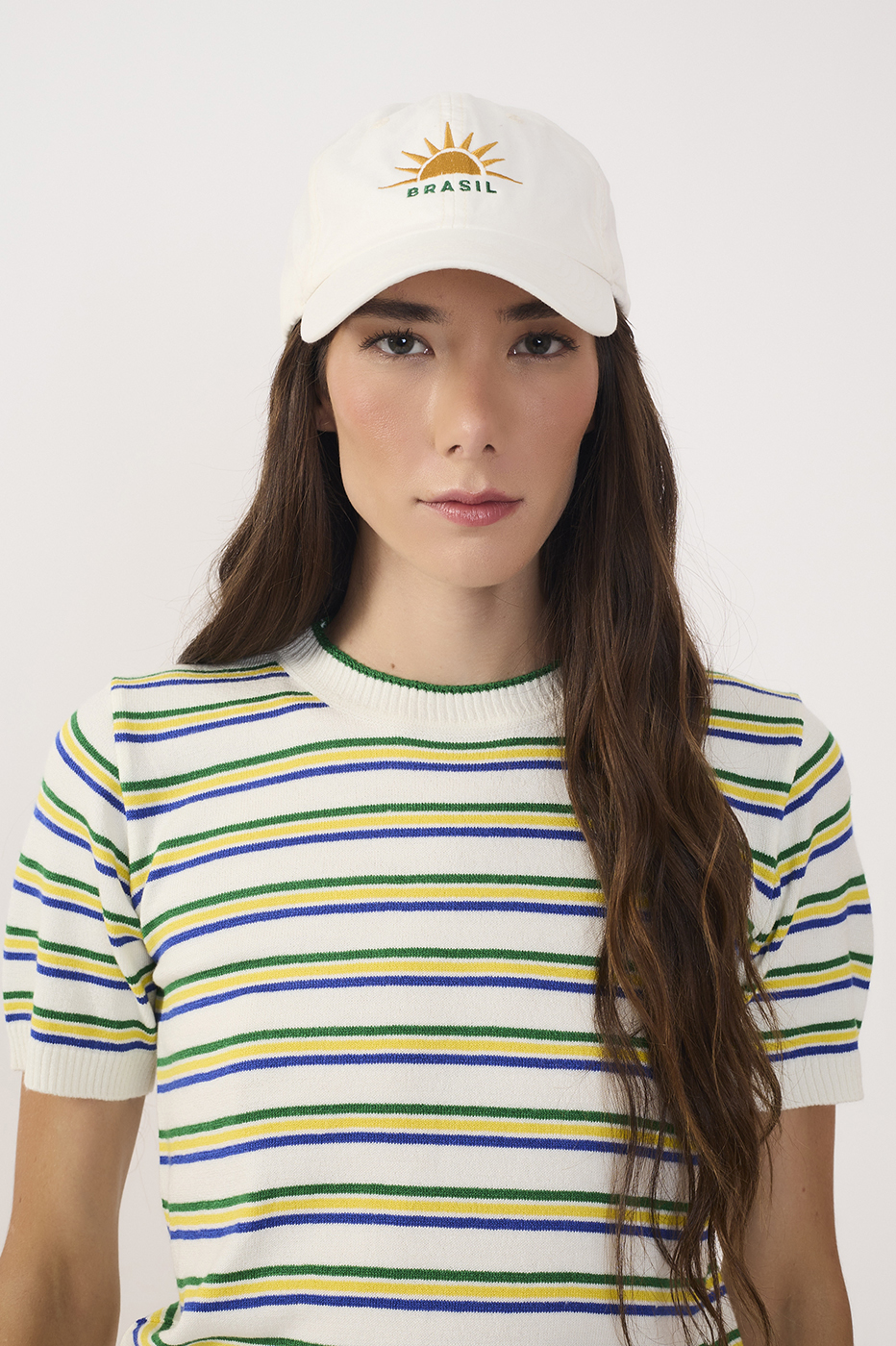 Off-White Brazil Embroidered Cotton Cap