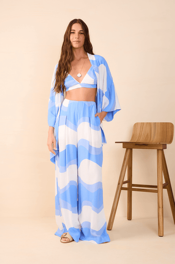Fluir Print Crepe Kimono with Top