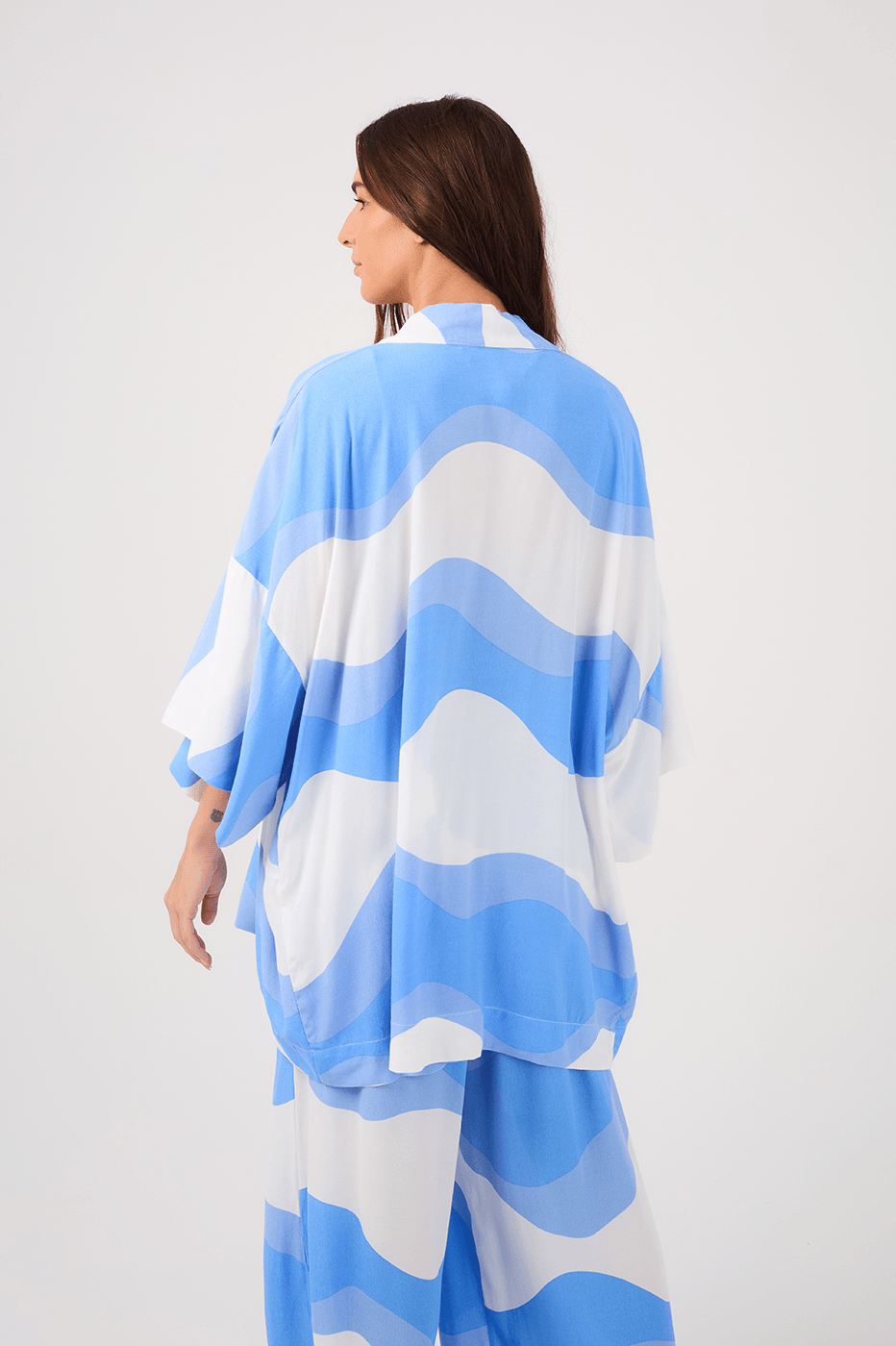 Fluir Print Crepe Kimono with Top