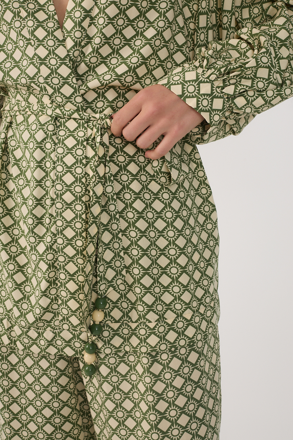 Green Amanhecer V Neck Belted Kimono