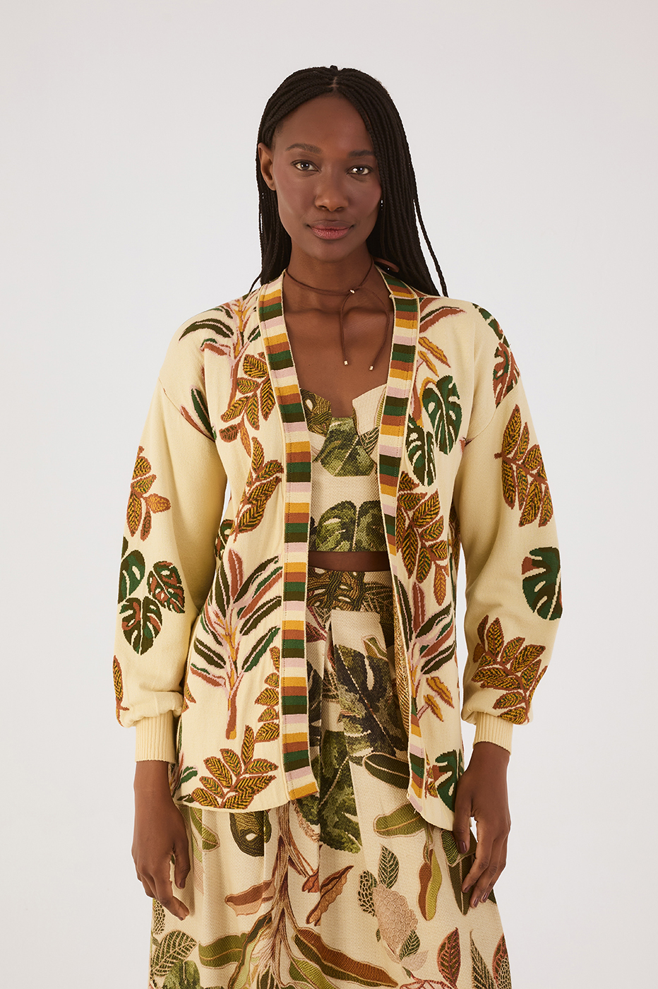 Tropikat Print Jacquard Jnit Cardigan
